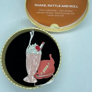 Erstwilder shake rattle and roll milk shake brooch